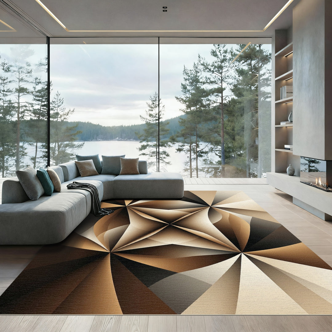 Earthy Tones Geometric Radiating Star Rug
