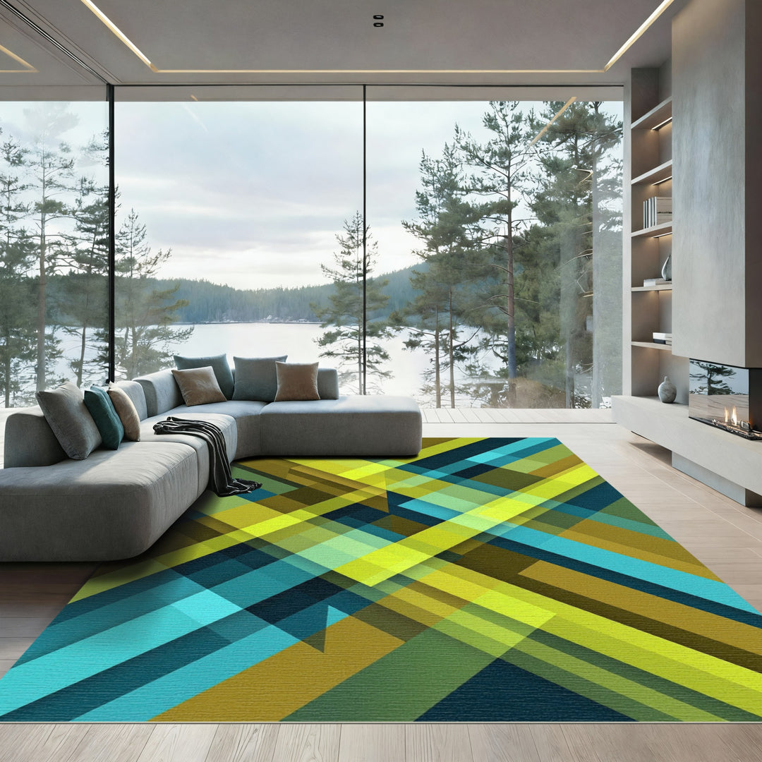 Modern Abstract Intersecting Lines Rug