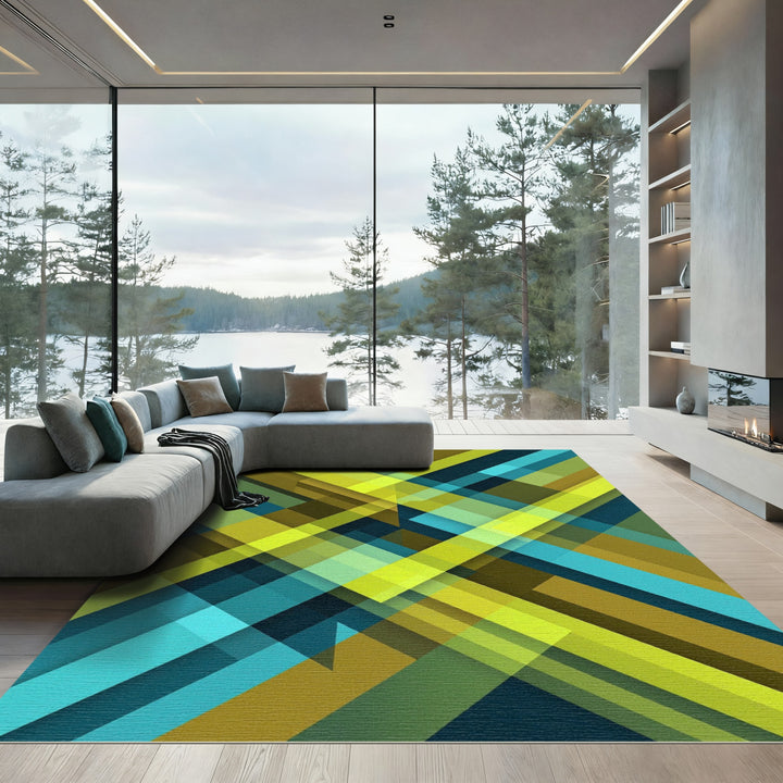 Modern Abstract Intersecting Lines Rug