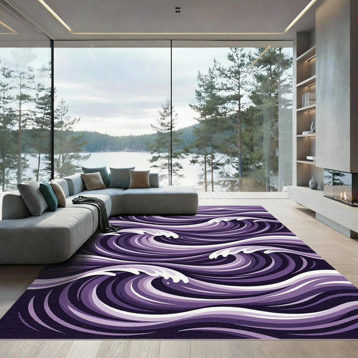 Amethyst Abstract Swirl Wave Rug