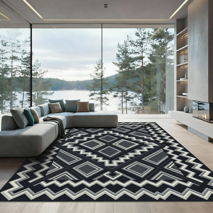 Monochromatic Geometric Staircase Diamonds Rug
