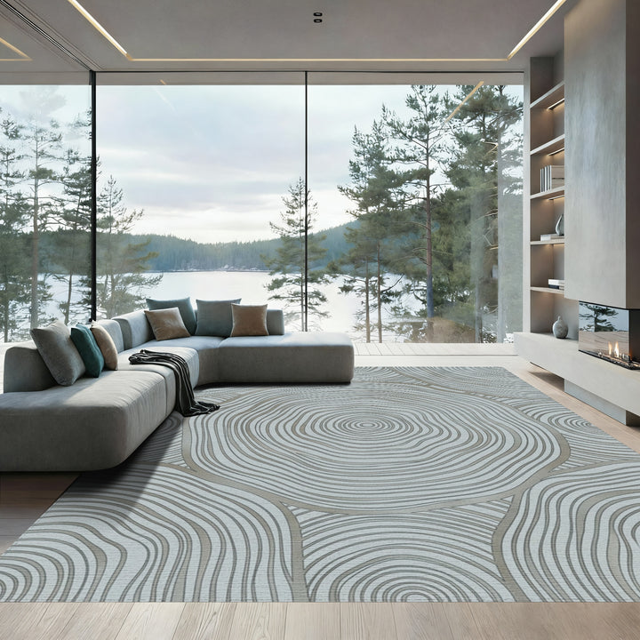 Concentric Circles And Curves Rug