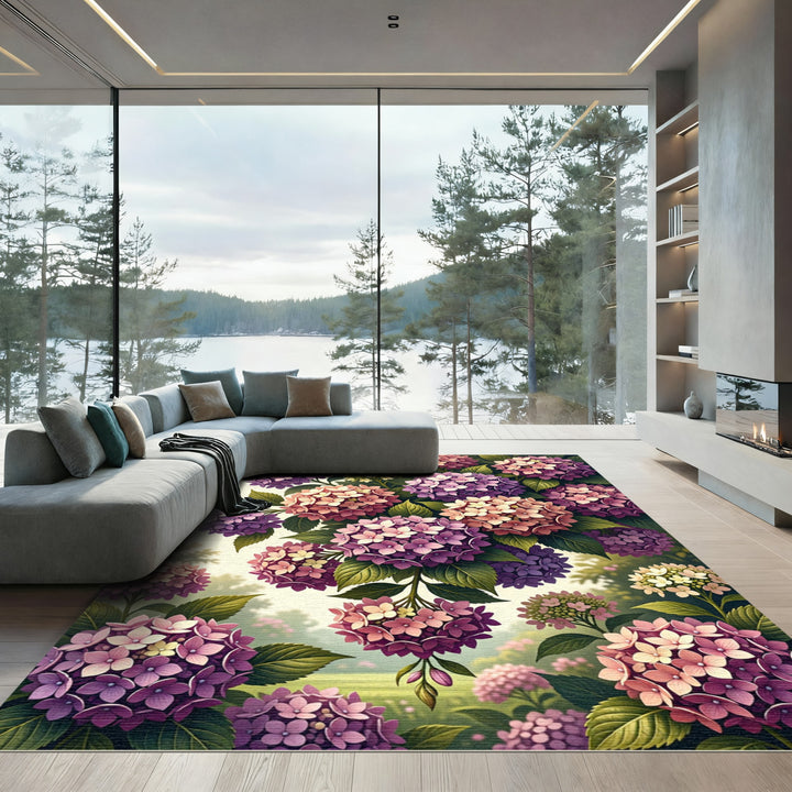 Vintage Hydrangea Floral Garden Rug