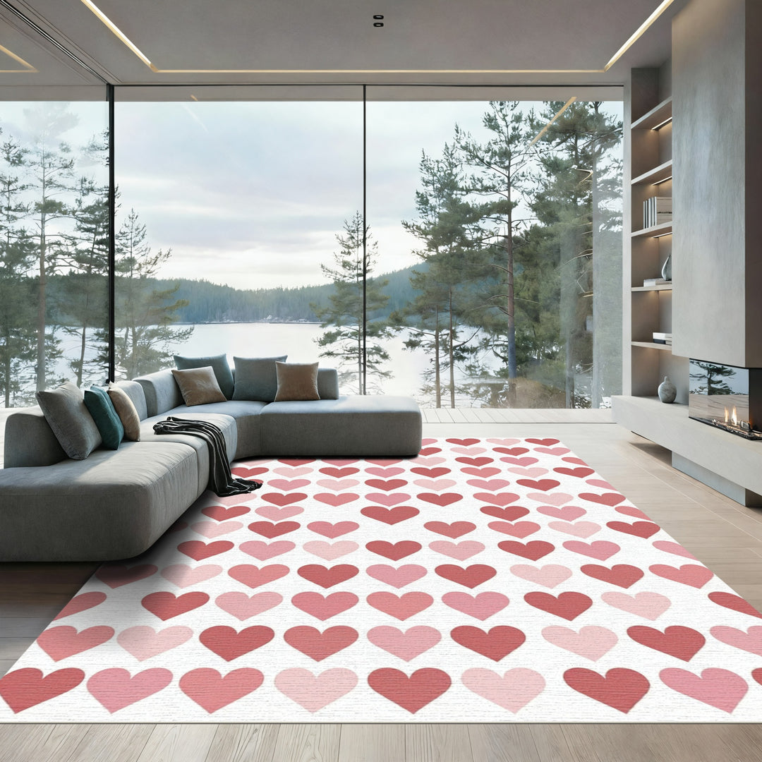 Pink Hearts Valentine's Day Rug