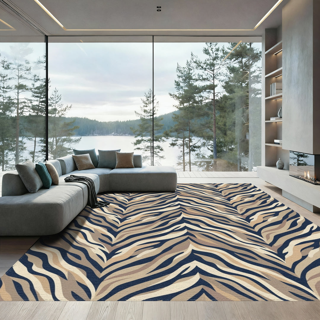 Classic Zebra Stripe Waves Rug