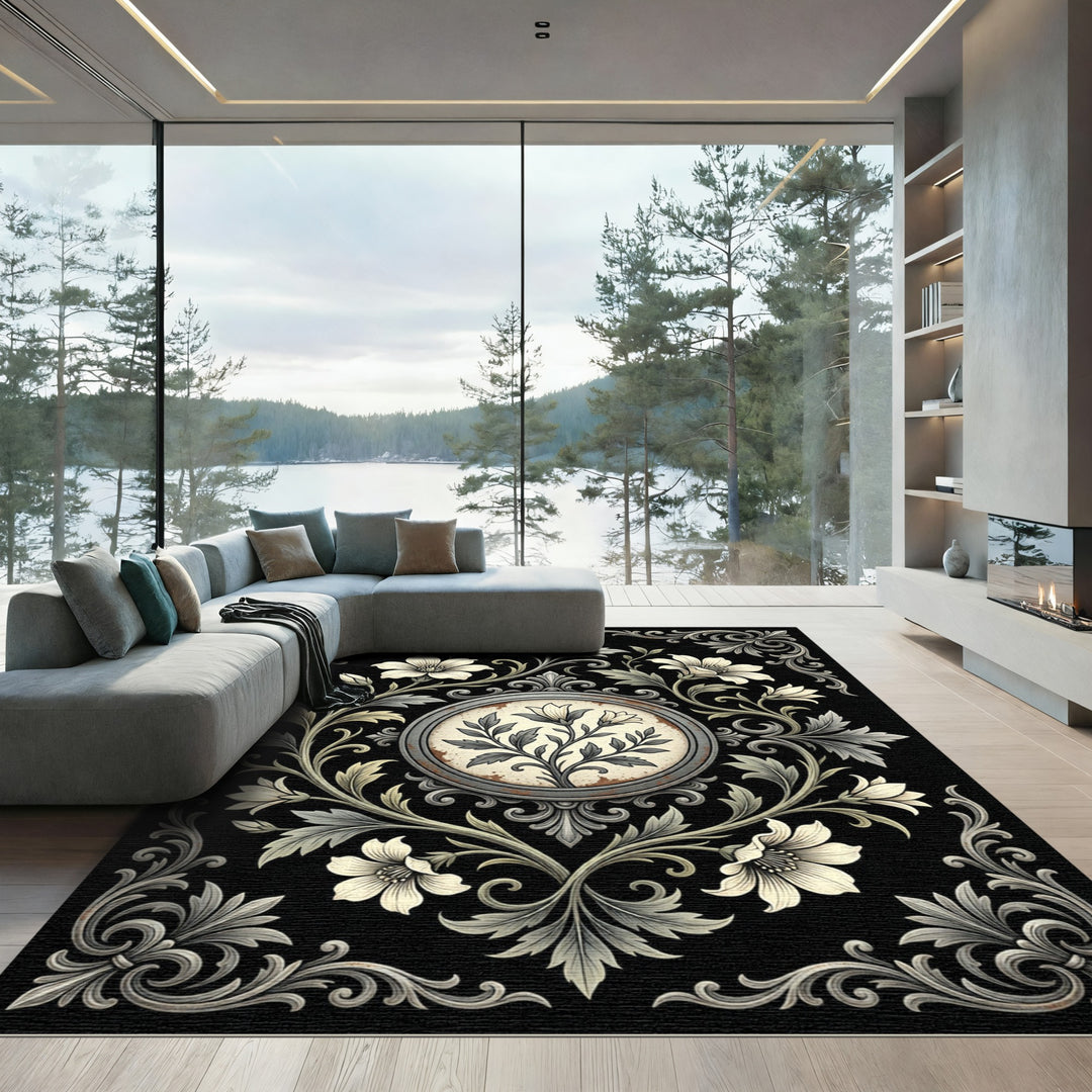 Vintage Floral Frame Rug