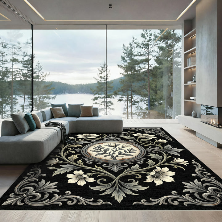Vintage Floral Frame Rug