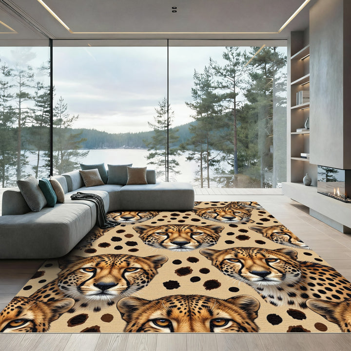 Golden Cheetah Spots Face Rug