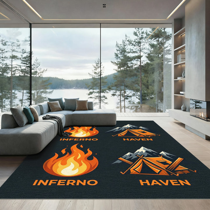 Fiery Inferno Mountain Haven Tent Rug
