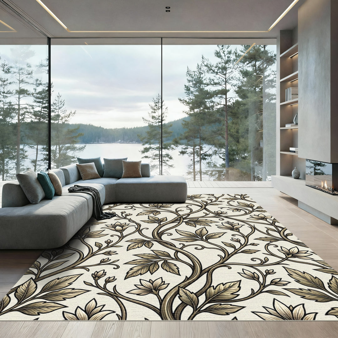 Antique Gold Botanical Vine Rug