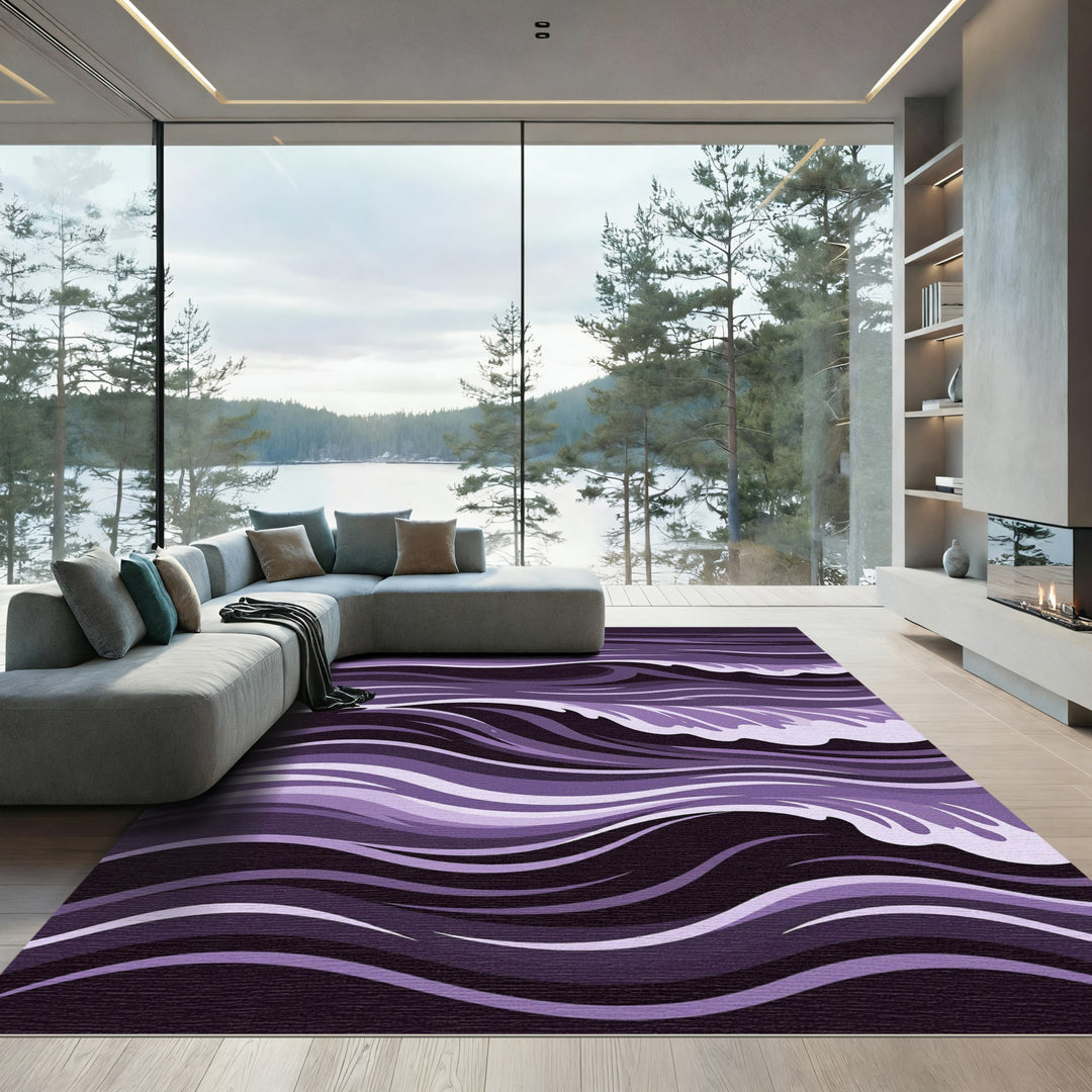 Purple Abstract Wave Rug