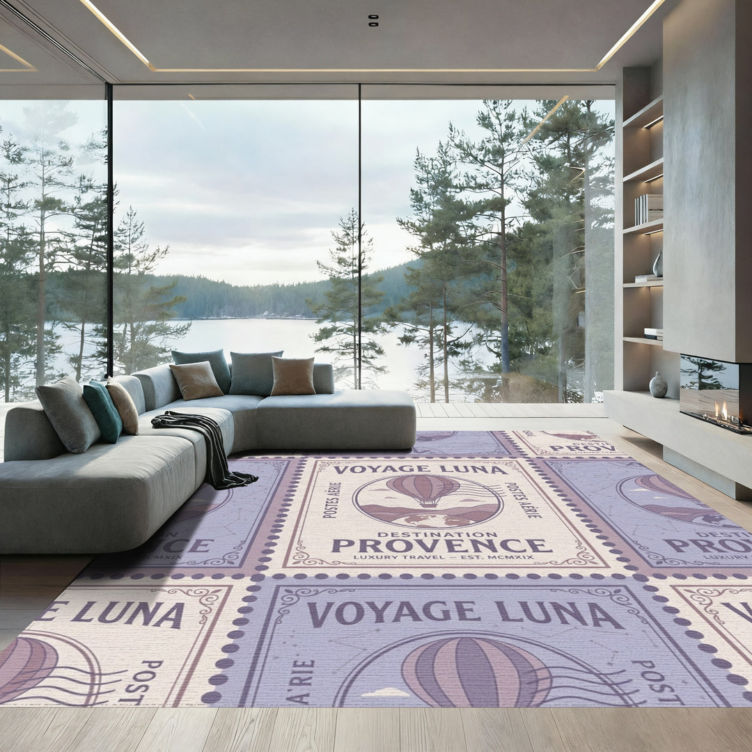 Voyage Luna Hot Air Balloon Stamp Rug