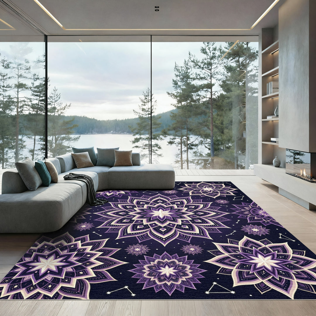 Amethyst Galaxy Mandala Swirls Rug