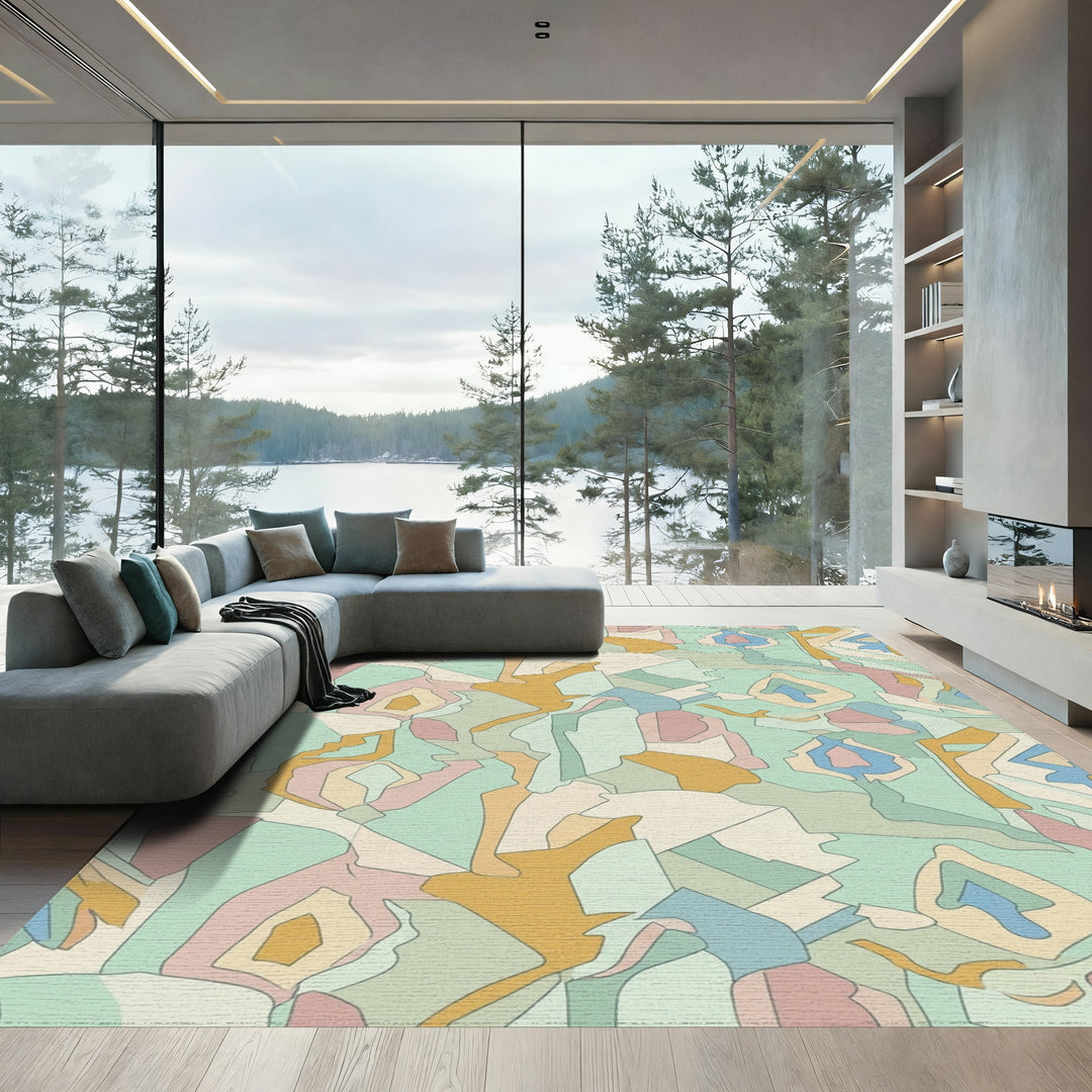 Soft Pastel Organic Geometric Blend Rug