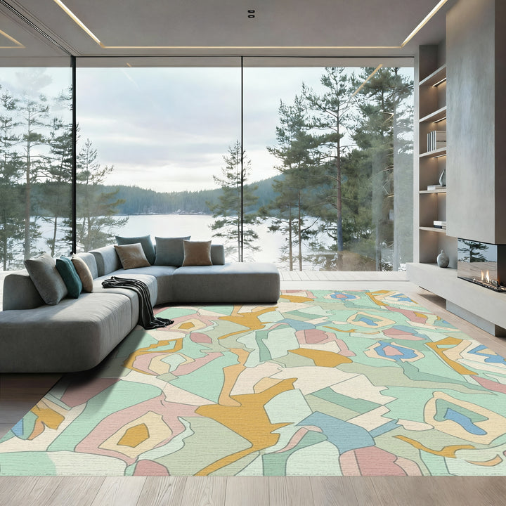 Soft Pastel Organic Geometric Blend Rug
