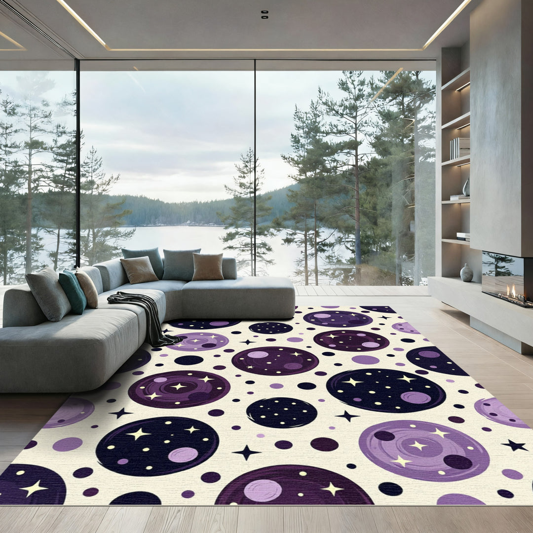 Celestial Purple Starry Planets Rug