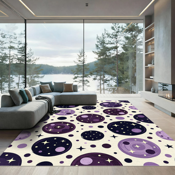 Celestial Purple Starry Planets Rug