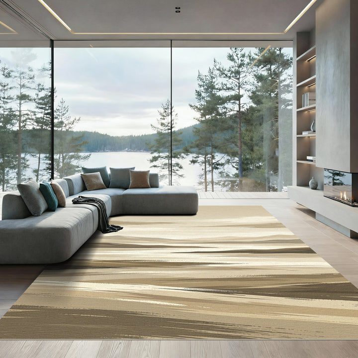 Earthy Tones Abstract Landscape Strokes Rug