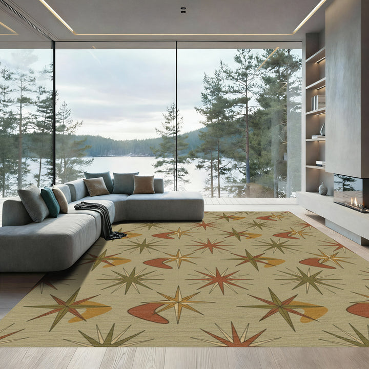Mid Century Atomic Starburst Boomerang Rug