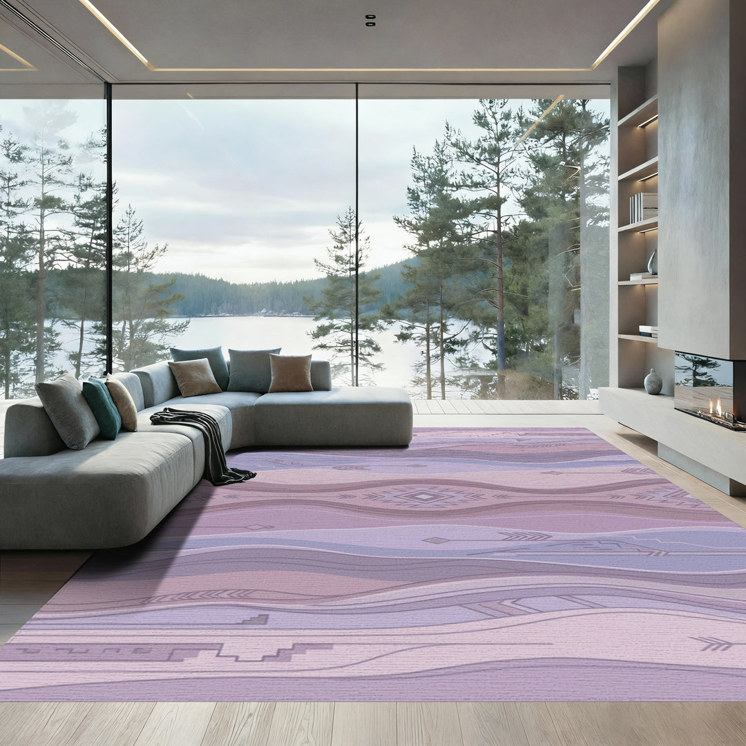 Lavender Boho Wave Arrow Rug
