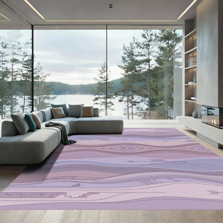 Lavender Boho Wave Arrow Rug