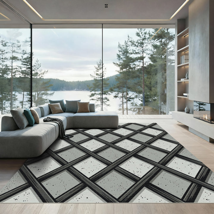 Monochromatic Diamond Lattice Texture Rug