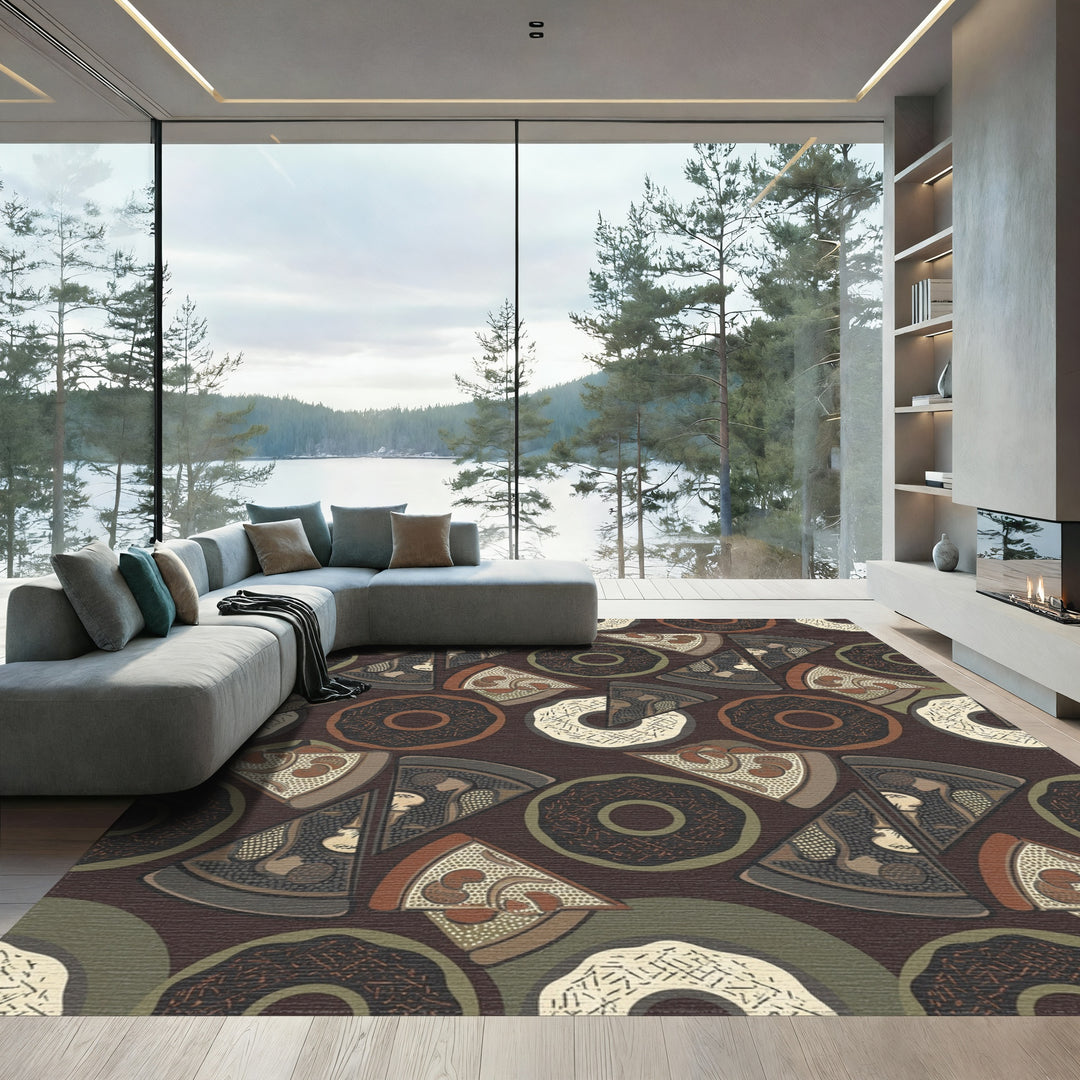 Earthy Donut Pizza Slices Collection Rug