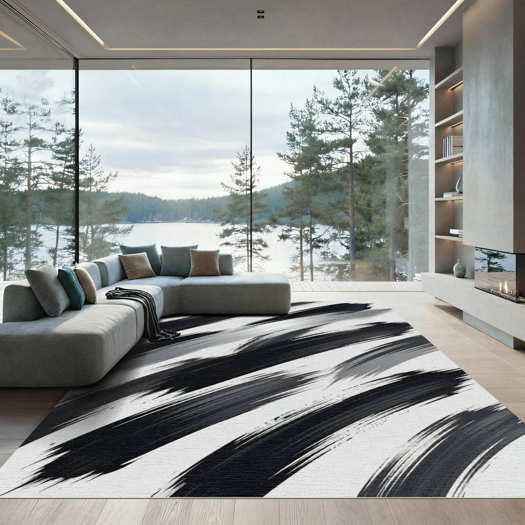Stripped Monochrome Dynamic Strokes Rug