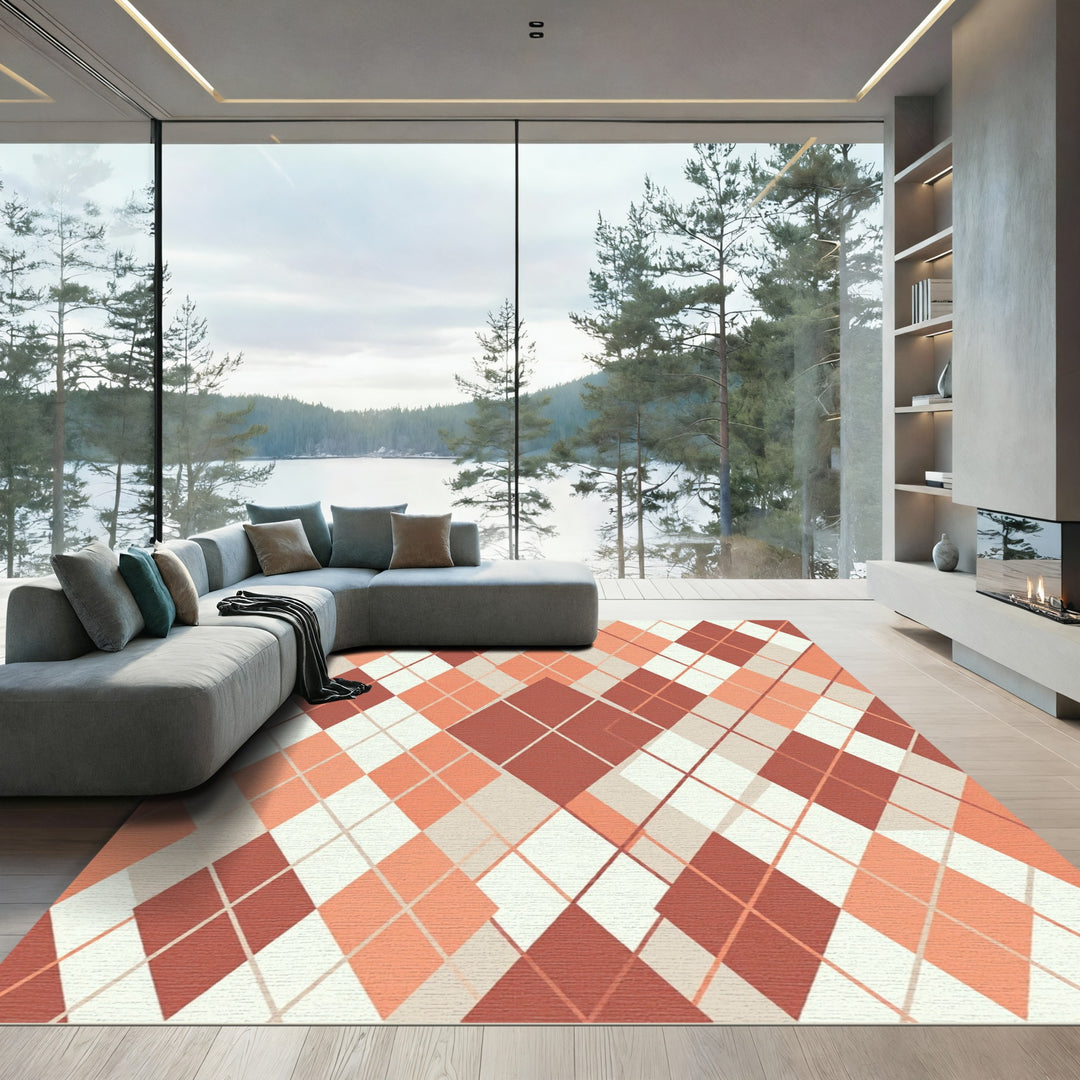 Argyle Diamond Coral Cream Rug