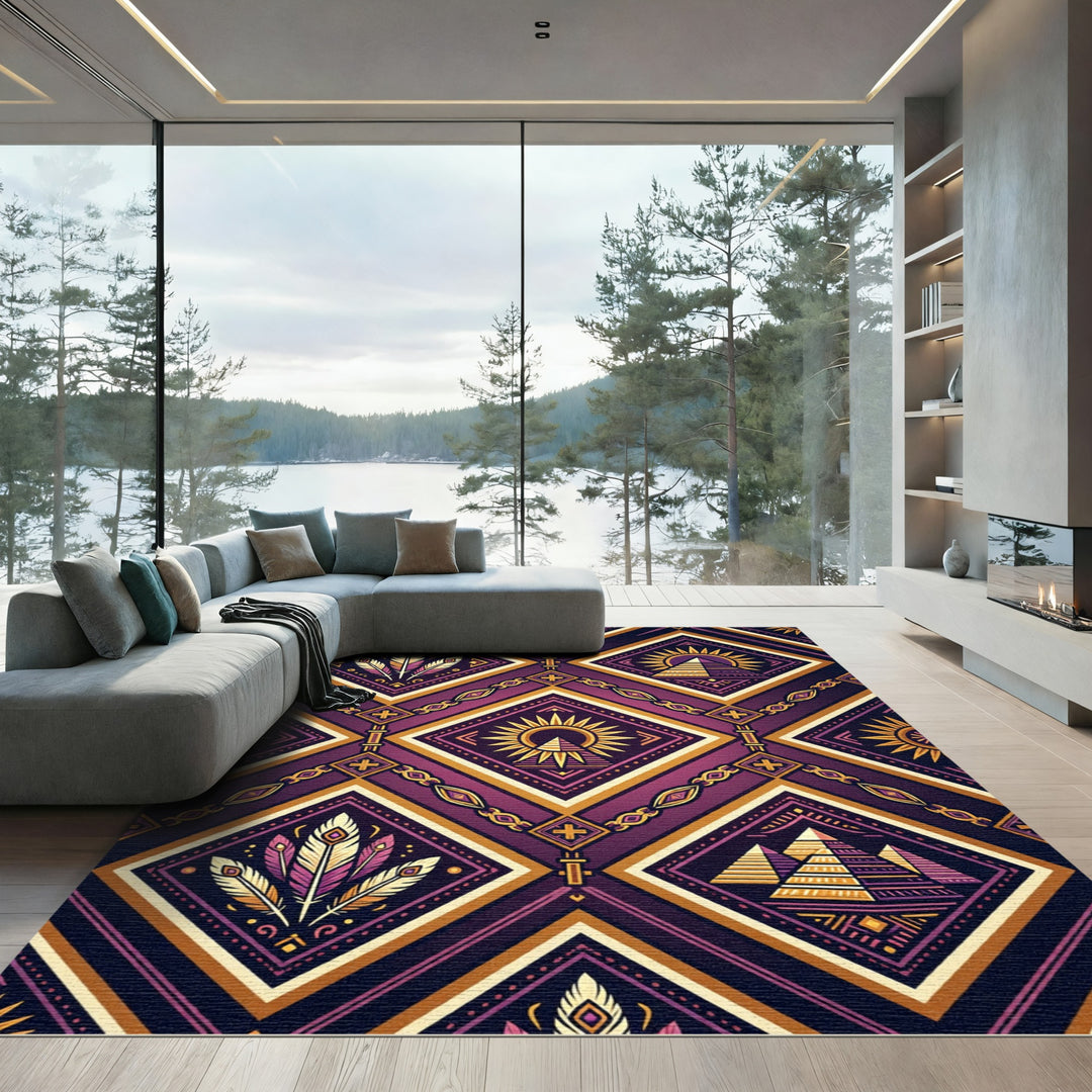 Ancient Egyptian Pyramid Jewel Tones Rug