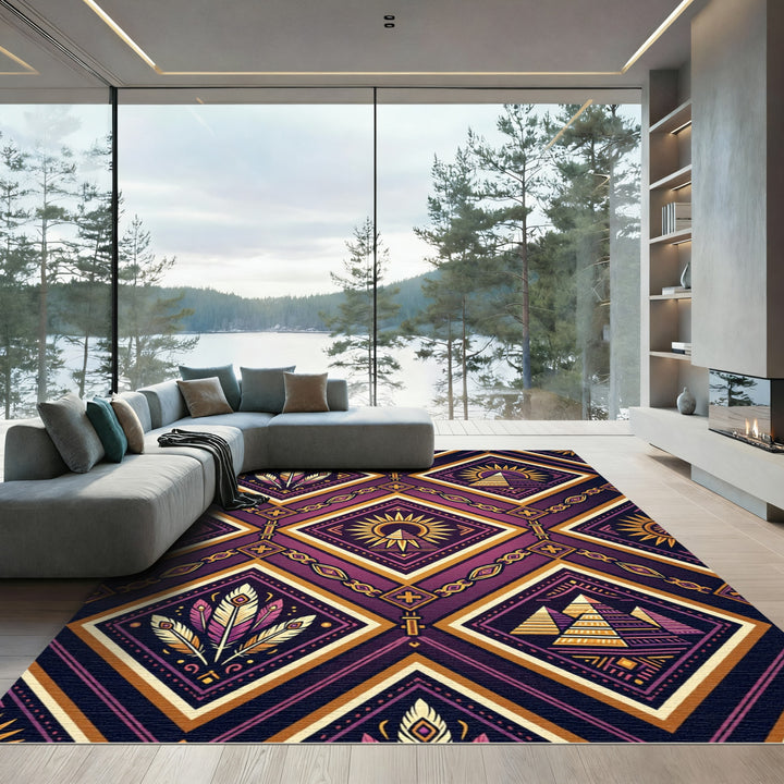 Ancient Egyptian Pyramid Jewel Tones Rug