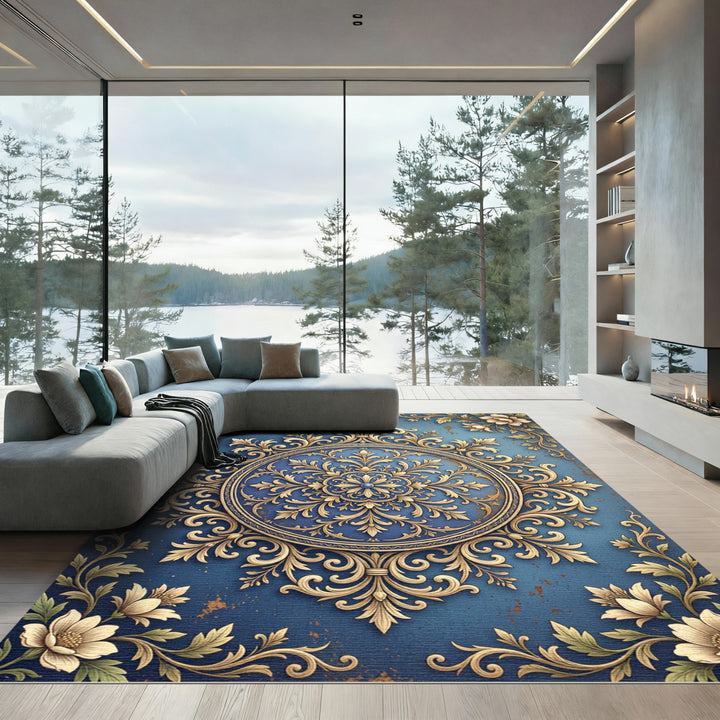 Golden Baroque Bloom Rug