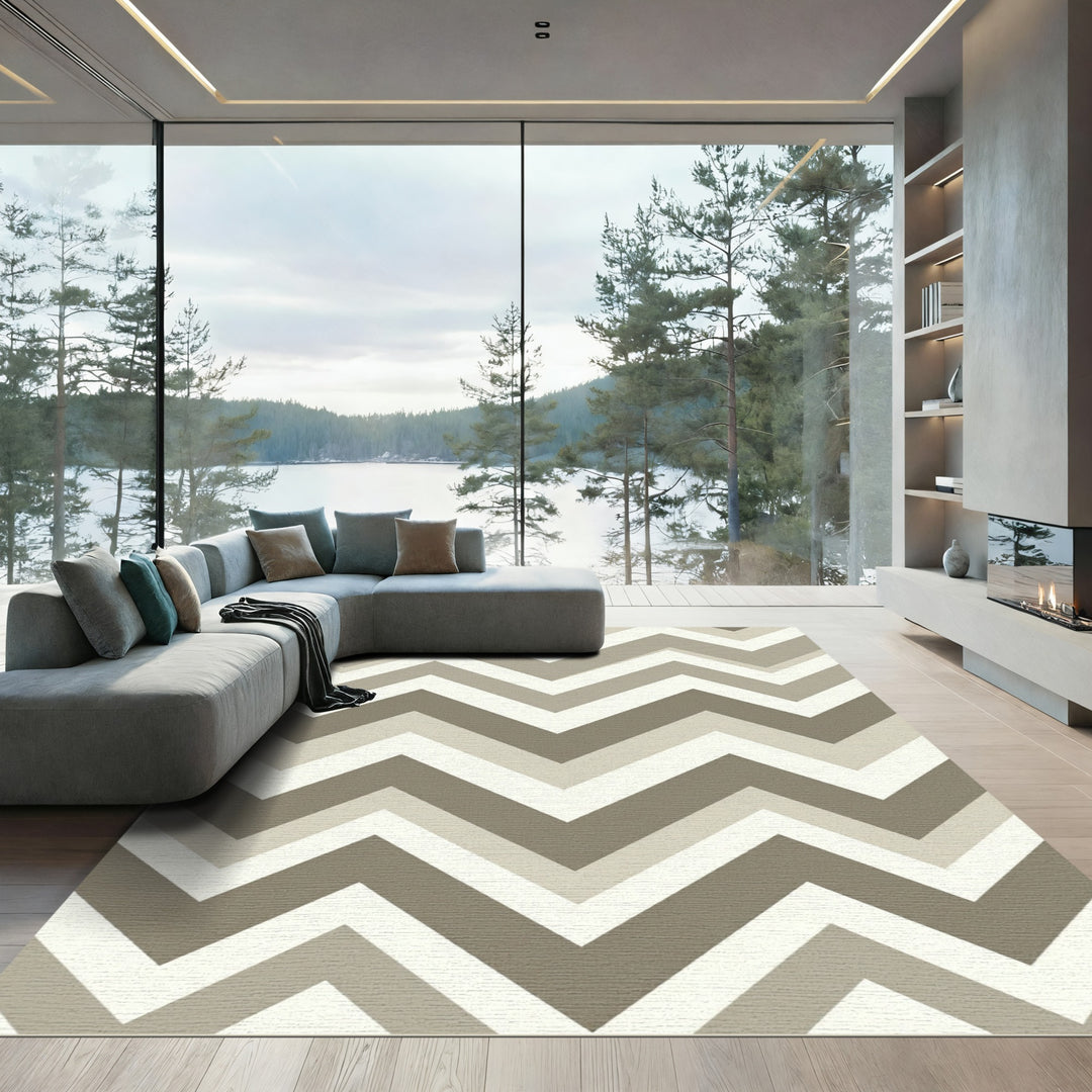 Neutral Chevron Zigzag Rug
