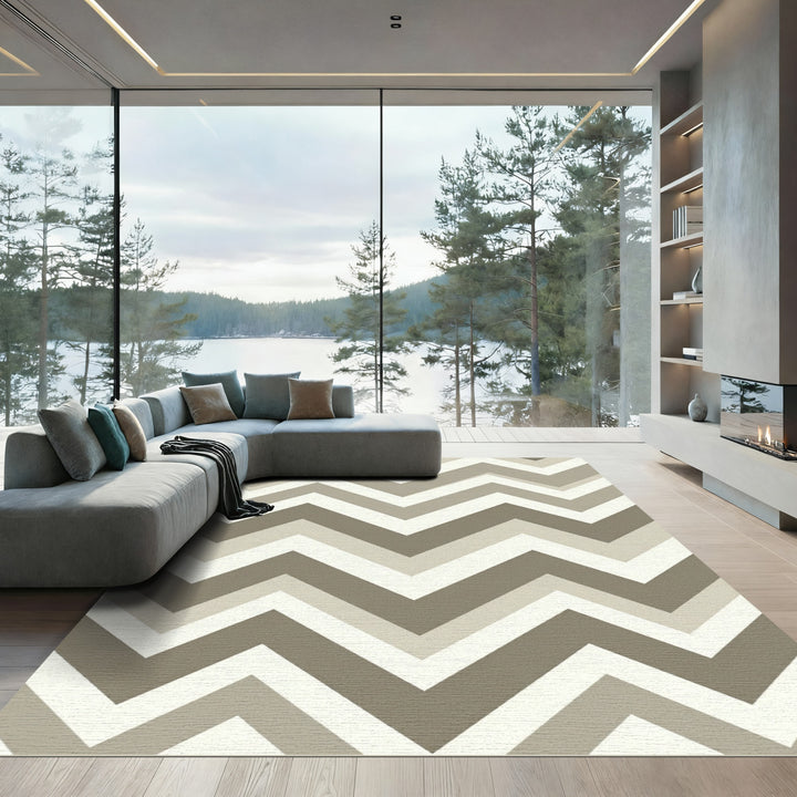 Neutral Chevron Zigzag Rug
