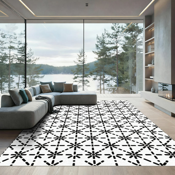 Geometric Starburst Dash Pattern Rug