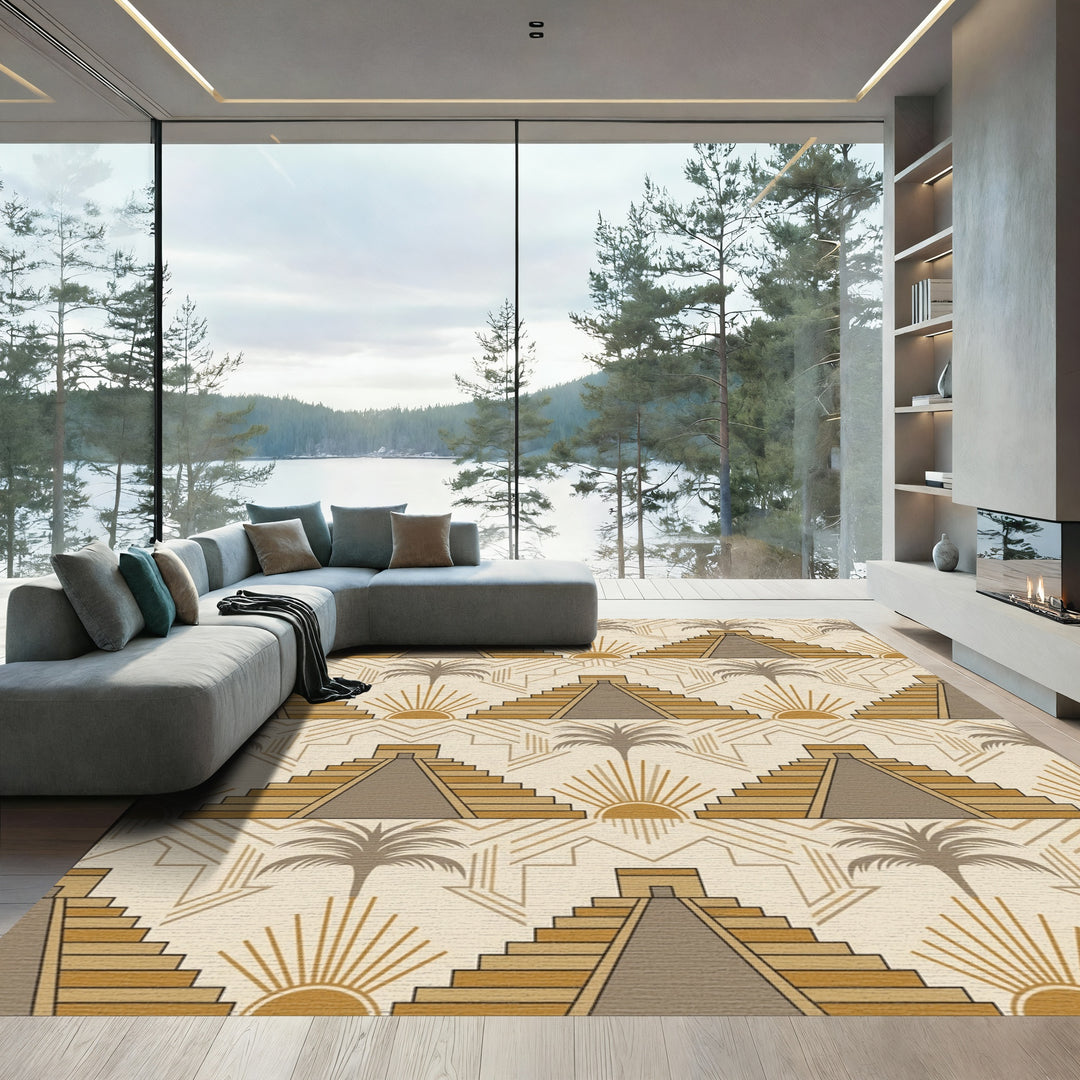 Terracotta Pyramid Sun Palm Landscape Rug