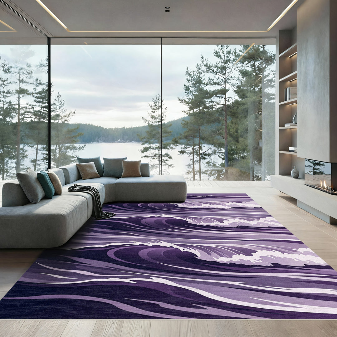 Deep Purple Art Deco Wave Rug