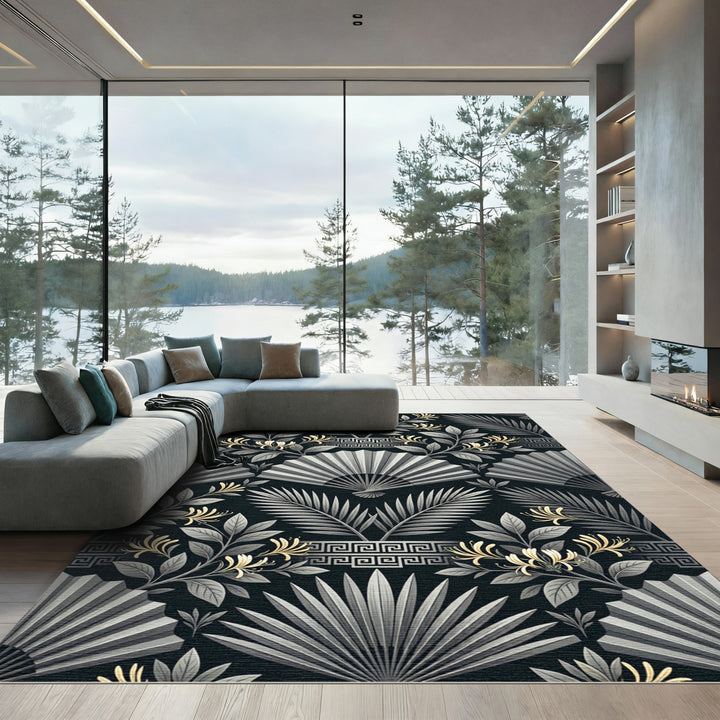 Art Deco Gold Leaf Fan Rug