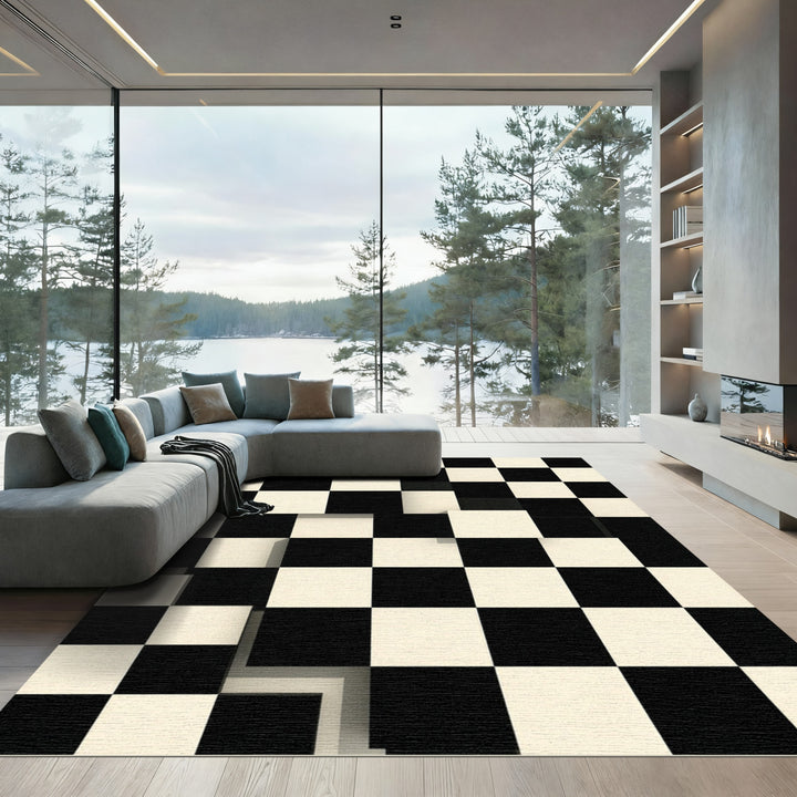 Bold Checkerboard Illusion Rug