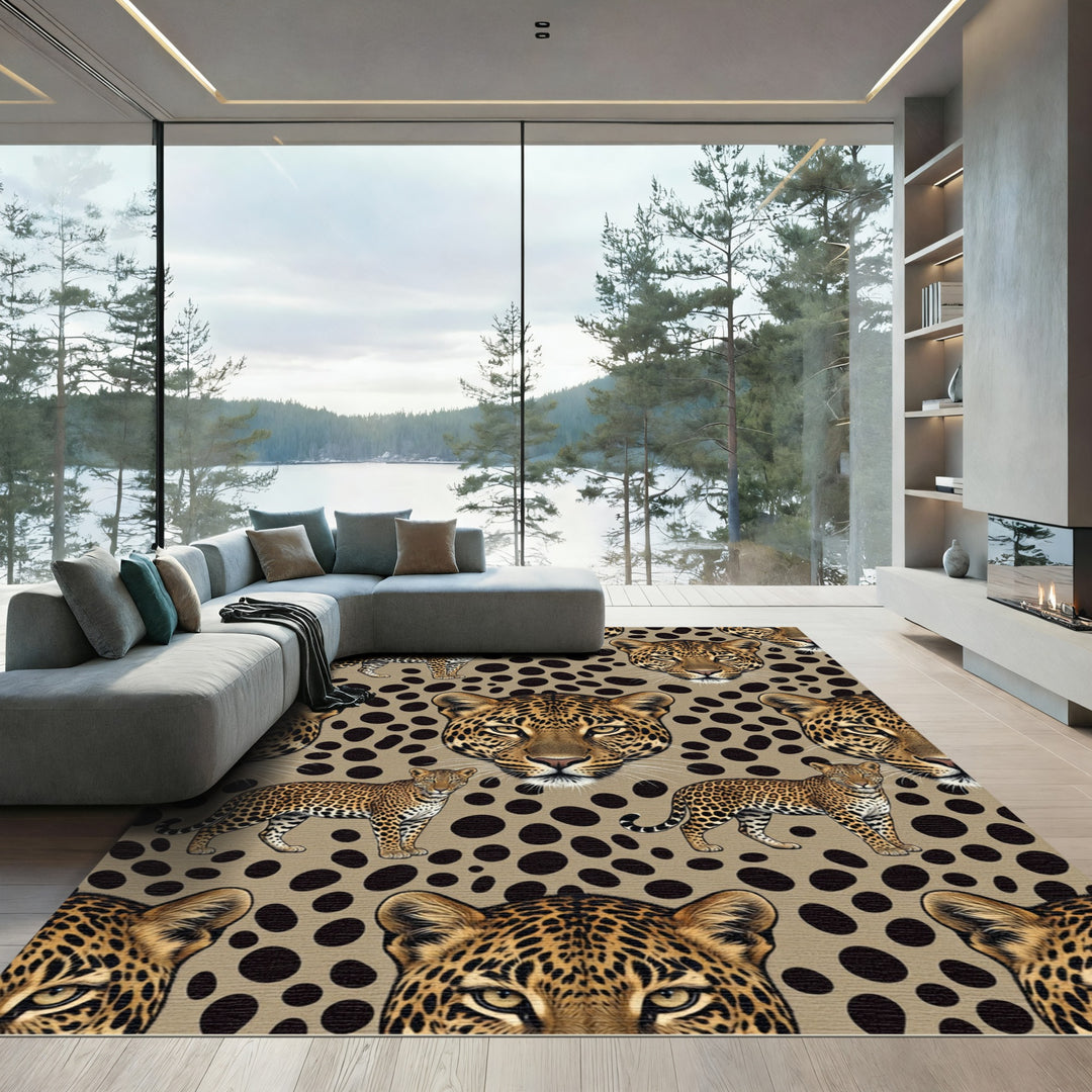 Leopard Spot Animal Print Portrait Rug