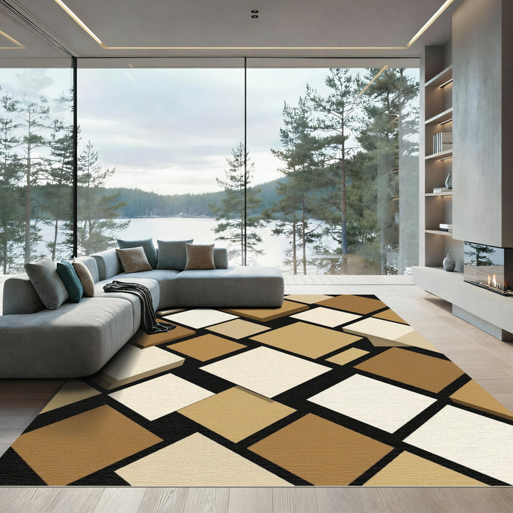 Earthy Tones Diamond Overlay Rug