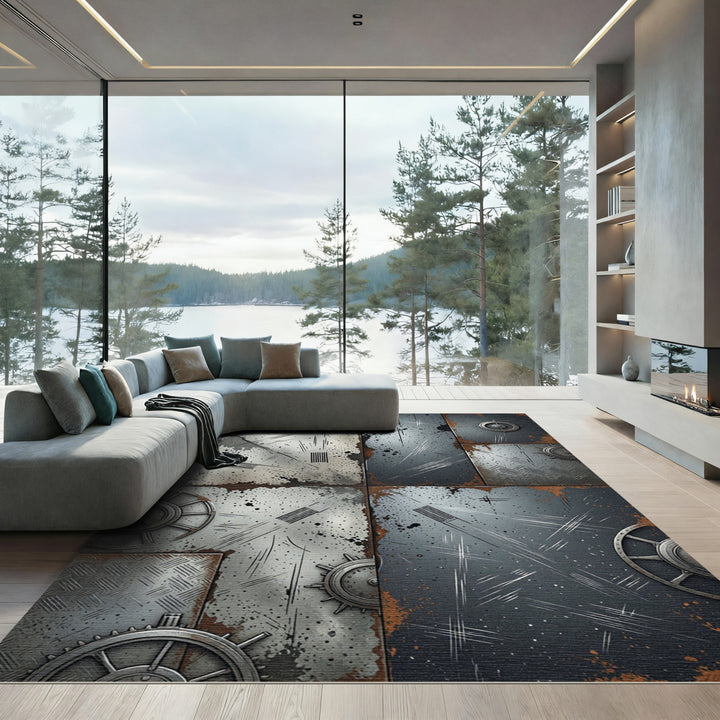 Industrial Grunge Metal Texture Rug