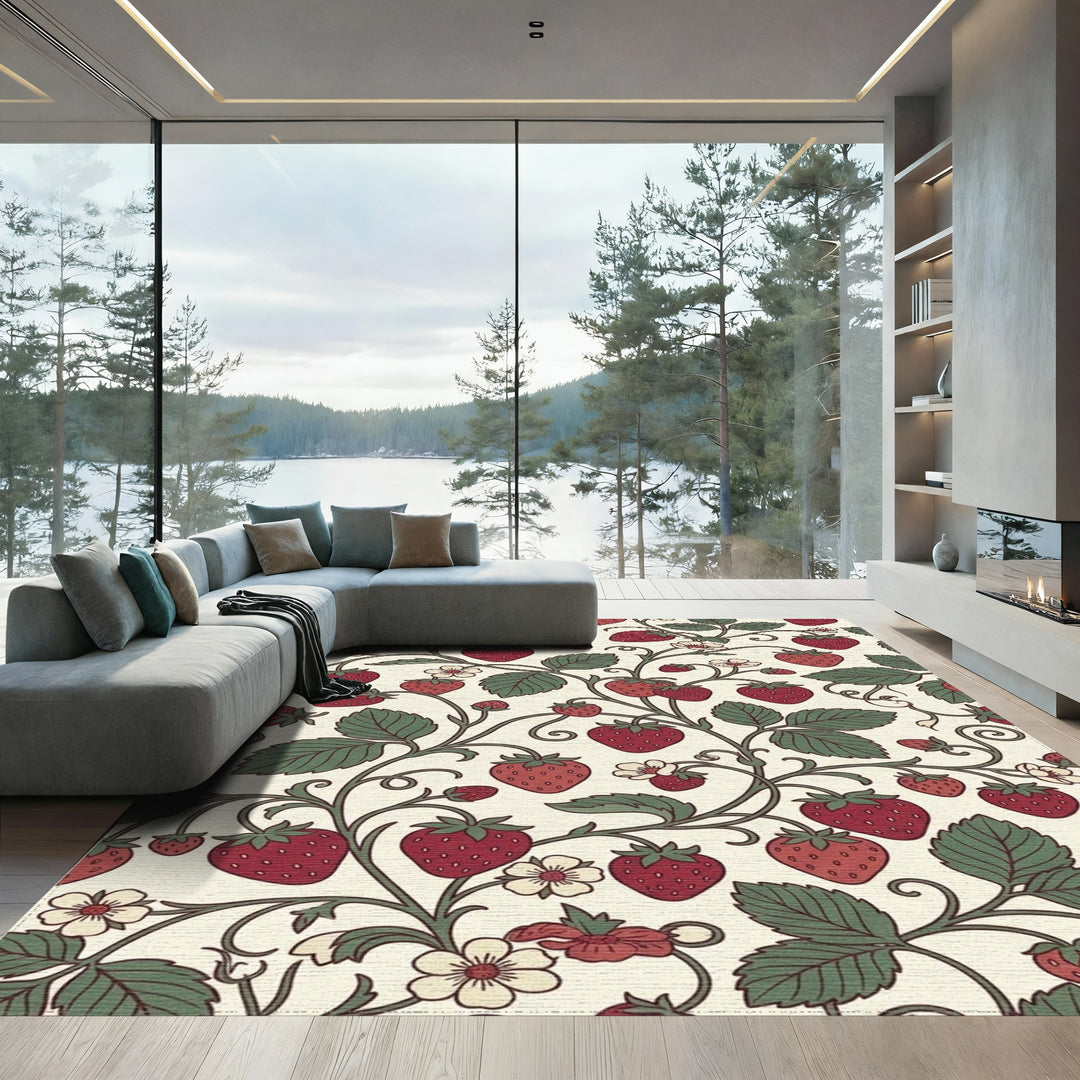 Vintage Strawberry Vine Floral Rug