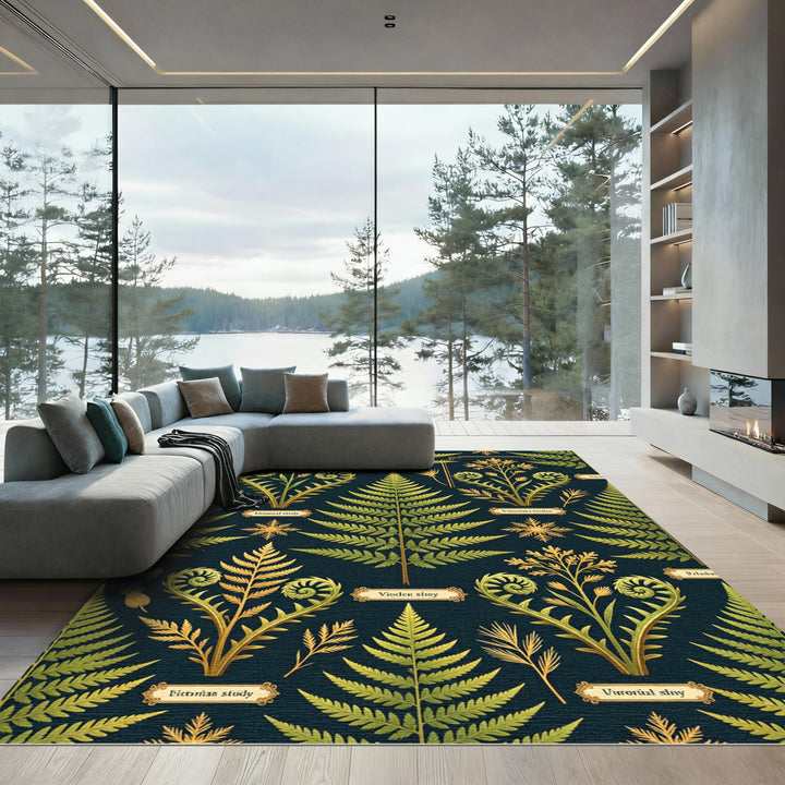 Victorian Fern Botanical Art Deco Rug
