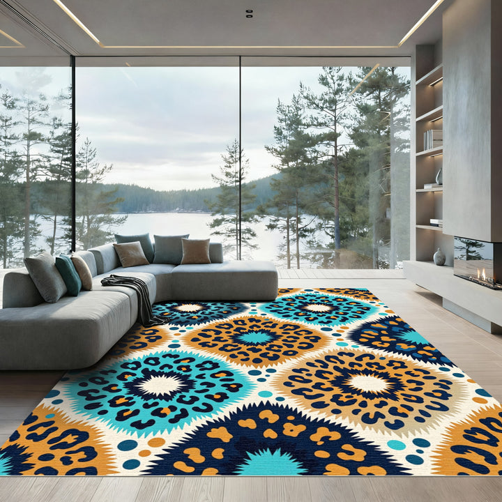 Wild Leopard Bling Sunburst Rug