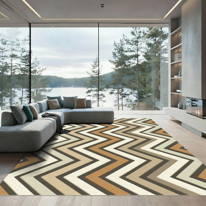 Geometric Zigzag Earth Tone Rug