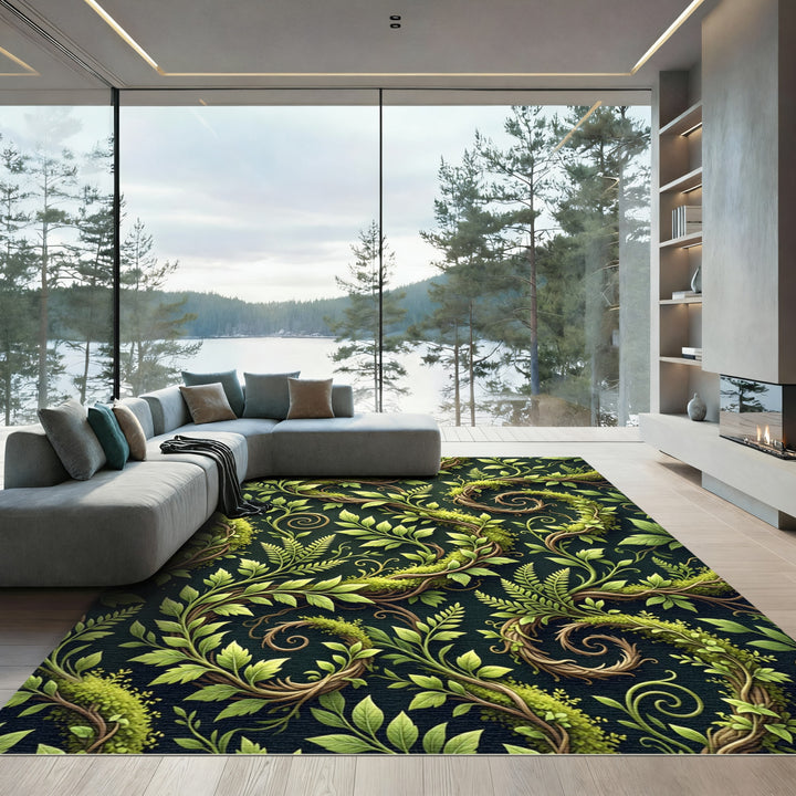 Lush Verdant Vine Swirl Rug