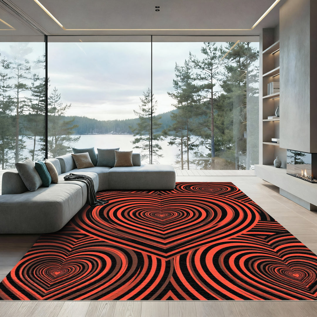 Optical Illusion Heart Rug