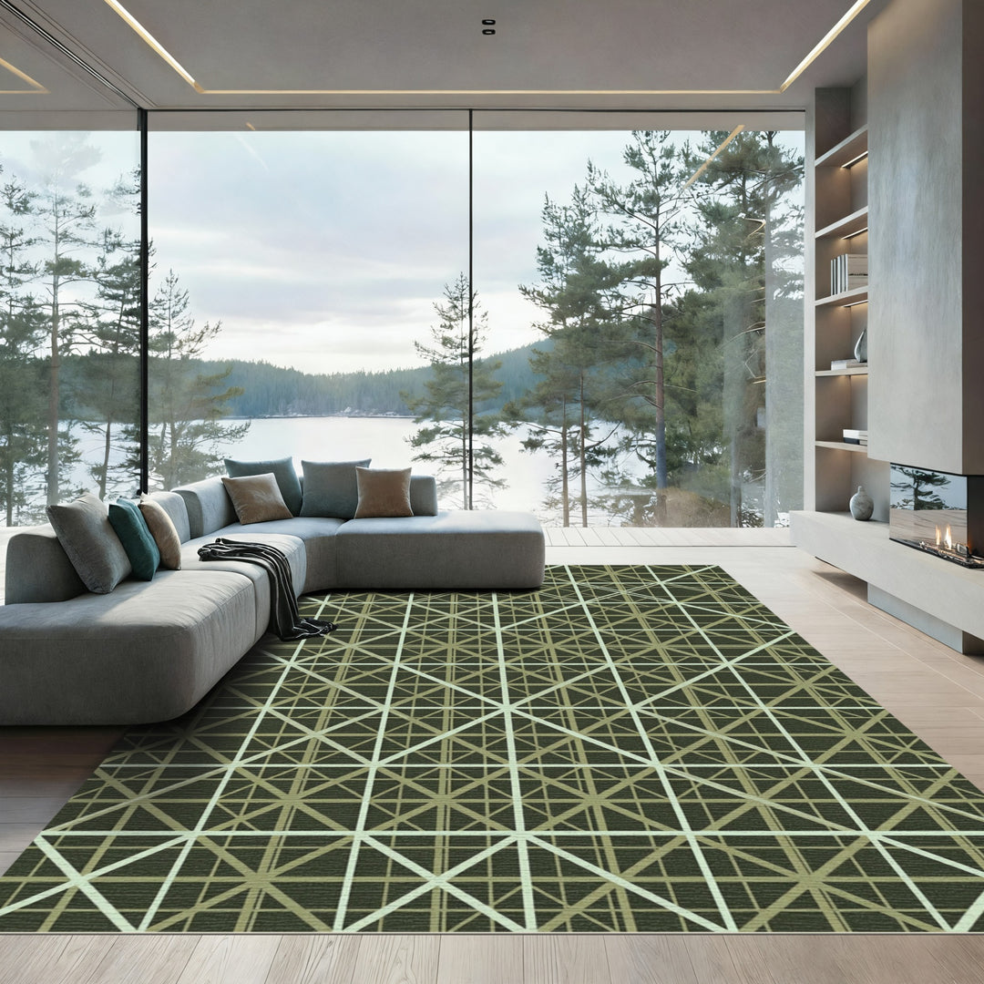 Geometric Square Grid Rug