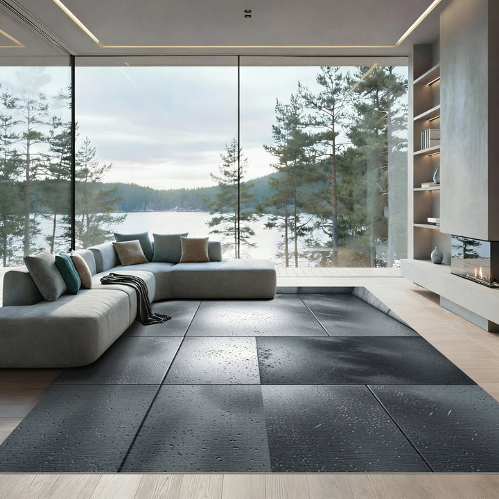 Industrial Metal Concrete Grain Rug